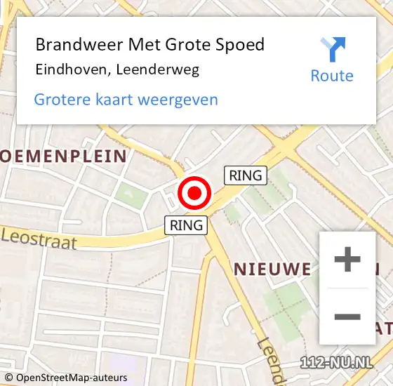 Locatie op kaart van de 112 melding: Brandweer Met Grote Spoed Naar Eindhoven, Leenderweg op 20 november 2023 11:28