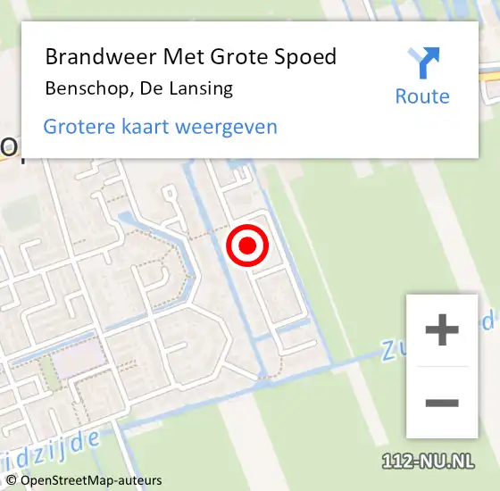 Locatie op kaart van de 112 melding: Brandweer Met Grote Spoed Naar Benschop, De Lansing op 20 november 2023 11:37