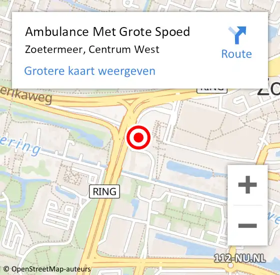 Locatie op kaart van de 112 melding: Ambulance Met Grote Spoed Naar Zoetermeer, Centrum West op 20 november 2023 11:44