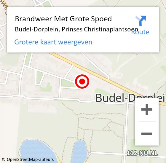 Locatie op kaart van de 112 melding: Brandweer Met Grote Spoed Naar Budel-Dorplein, Prinses Christinaplantsoen op 20 november 2023 12:10