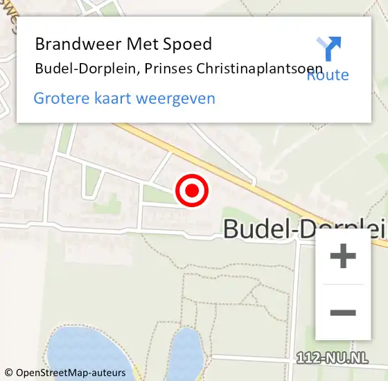 Locatie op kaart van de 112 melding: Brandweer Met Spoed Naar Budel-Dorplein, Prinses Christinaplantsoen op 20 november 2023 12:14