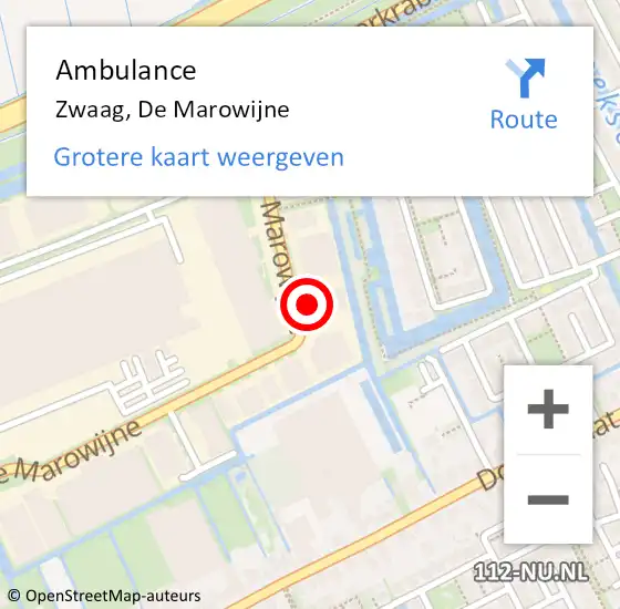 Locatie op kaart van de 112 melding: Ambulance Zwaag, De Marowijne op 20 november 2023 12:14