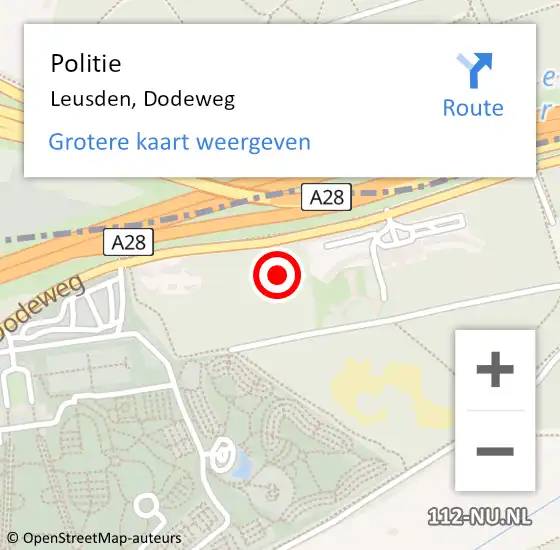 Locatie op kaart van de 112 melding: Politie Leusden, Dodeweg op 20 november 2023 12:14