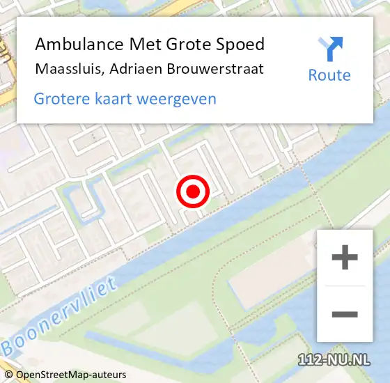 Locatie op kaart van de 112 melding: Ambulance Met Grote Spoed Naar Maassluis, Adriaen Brouwerstraat op 20 november 2023 12:15