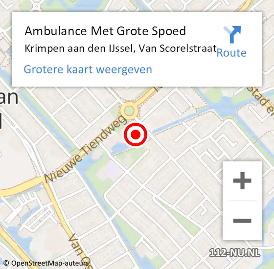 Locatie op kaart van de 112 melding: Ambulance Met Grote Spoed Naar Krimpen aan den IJssel, Van Scorelstraat op 20 november 2023 12:29