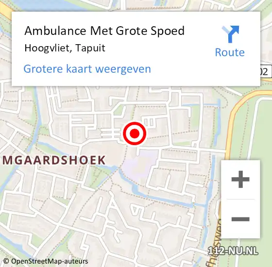 Locatie op kaart van de 112 melding: Ambulance Met Grote Spoed Naar Hoogvliet, Tapuit op 20 november 2023 12:37