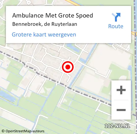 Locatie op kaart van de 112 melding: Ambulance Met Grote Spoed Naar Bennebroek, de Ruyterlaan op 20 november 2023 12:41