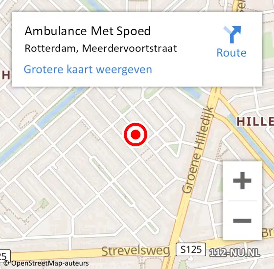 Locatie op kaart van de 112 melding: Ambulance Met Spoed Naar Rotterdam, Meerdervoortstraat op 20 november 2023 12:54