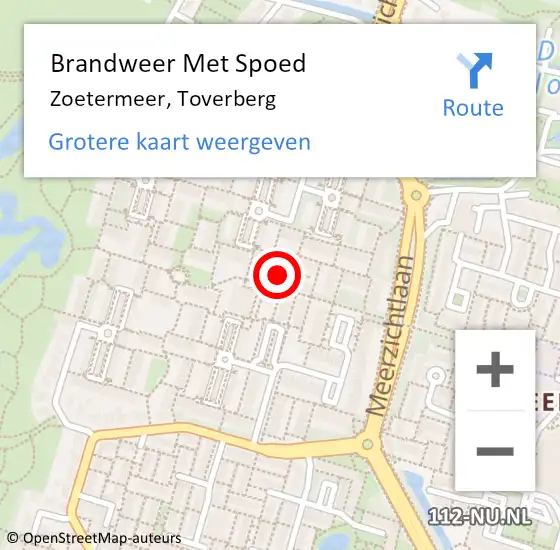 Locatie op kaart van de 112 melding: Brandweer Met Spoed Naar Zoetermeer, Toverberg op 20 november 2023 13:09