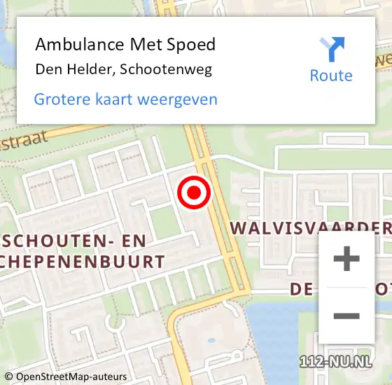 Locatie op kaart van de 112 melding: Ambulance Met Spoed Naar Den Helder, Schootenweg op 20 november 2023 13:24