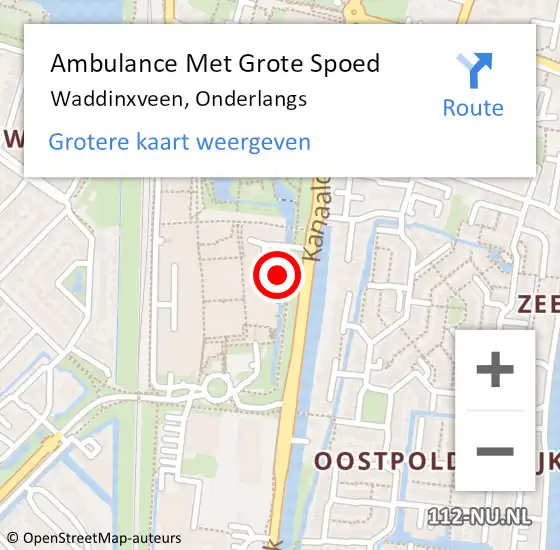 Locatie op kaart van de 112 melding: Ambulance Met Grote Spoed Naar Waddinxveen, Onderlangs op 20 november 2023 13:25