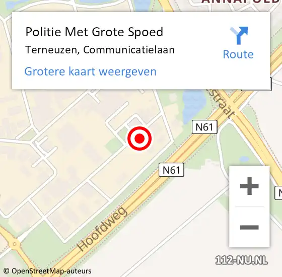 Locatie op kaart van de 112 melding: Politie Met Grote Spoed Naar Terneuzen, Communicatielaan op 20 november 2023 13:25