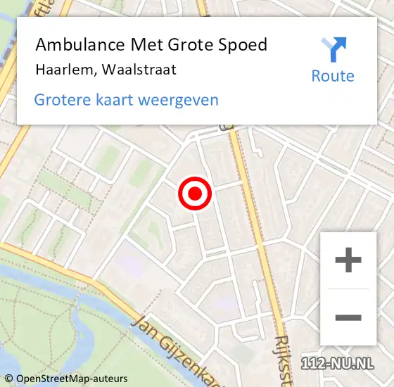 Locatie op kaart van de 112 melding: Ambulance Met Grote Spoed Naar Haarlem, Waalstraat op 20 november 2023 13:31