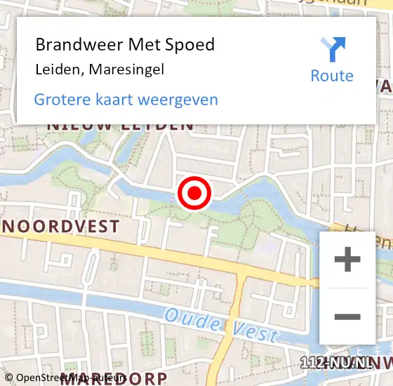 Locatie op kaart van de 112 melding: Brandweer Met Spoed Naar Leiden, Maresingel op 20 november 2023 13:33