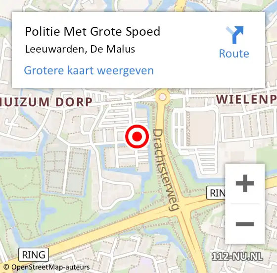 Locatie op kaart van de 112 melding: Politie Met Grote Spoed Naar Leeuwarden, De Malus op 20 november 2023 13:36