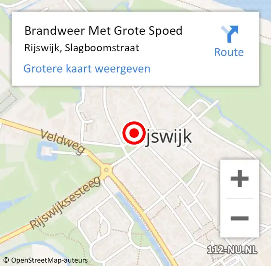 Locatie op kaart van de 112 melding: Brandweer Met Grote Spoed Naar Rijswijk, Slagboomstraat op 20 november 2023 13:37