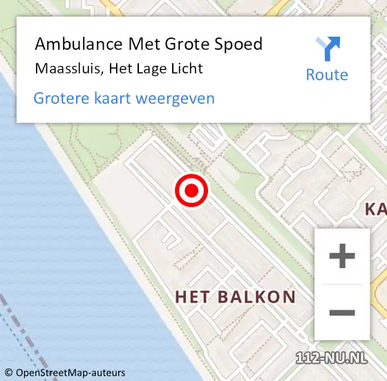 Locatie op kaart van de 112 melding: Ambulance Met Grote Spoed Naar Maassluis, Het Lage Licht op 20 november 2023 13:44