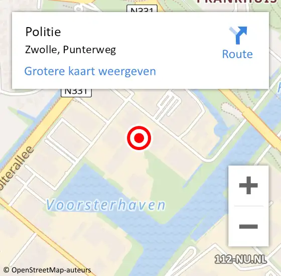 Locatie op kaart van de 112 melding: Politie Zwolle, Punterweg op 20 november 2023 13:55