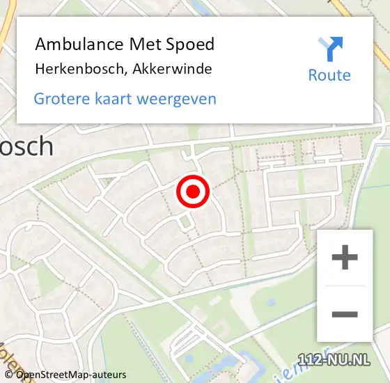 Locatie op kaart van de 112 melding: Ambulance Met Spoed Naar Herkenbosch, Akkerwinde op 20 november 2023 14:15