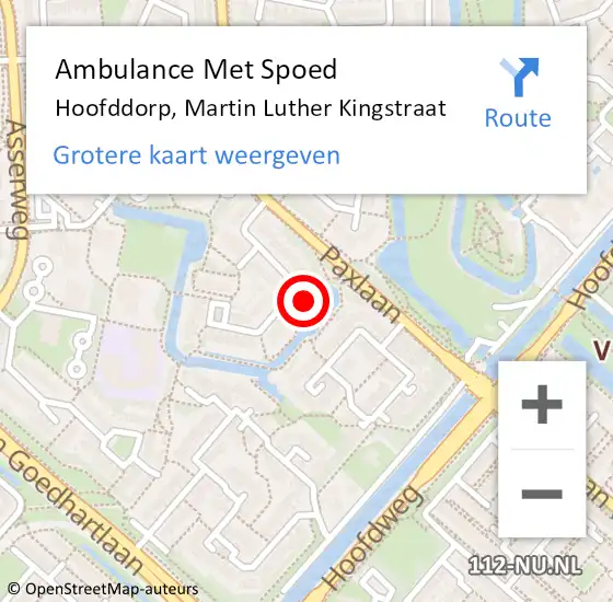 Locatie op kaart van de 112 melding: Ambulance Met Spoed Naar Hoofddorp, Martin Luther Kingstraat op 20 november 2023 14:18