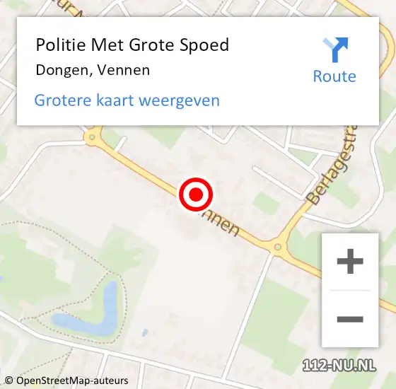Locatie op kaart van de 112 melding: Politie Met Grote Spoed Naar Dongen, Vennen op 20 november 2023 14:19