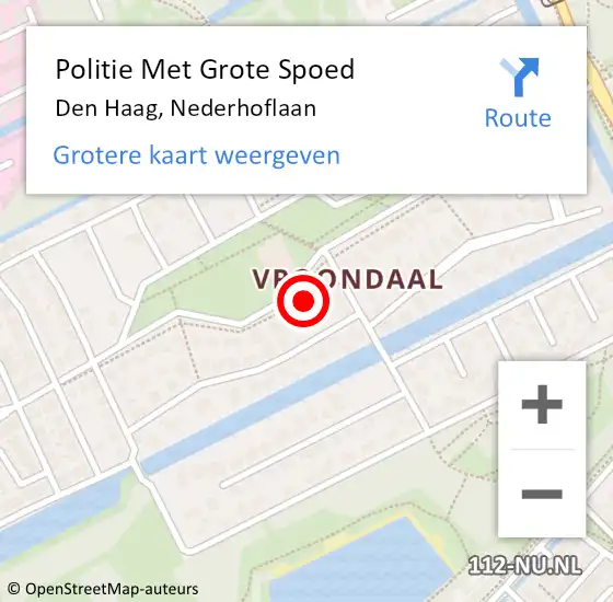 Locatie op kaart van de 112 melding: Politie Met Grote Spoed Naar Den Haag, Nederhoflaan op 20 november 2023 14:24