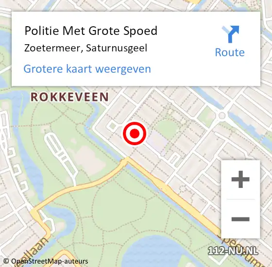 Locatie op kaart van de 112 melding: Politie Met Grote Spoed Naar Zoetermeer, Saturnusgeel op 20 november 2023 14:26