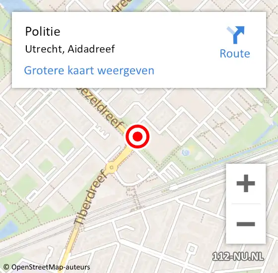 Locatie op kaart van de 112 melding: Politie Utrecht, Aidadreef op 20 november 2023 14:52