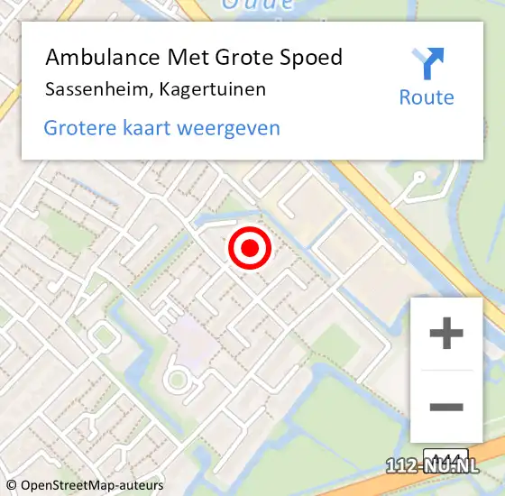 Locatie op kaart van de 112 melding: Ambulance Met Grote Spoed Naar Sassenheim, Kagertuinen op 20 november 2023 15:06