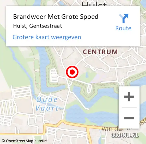 Locatie op kaart van de 112 melding: Brandweer Met Grote Spoed Naar Hulst, Gentsestraat op 20 november 2023 15:10