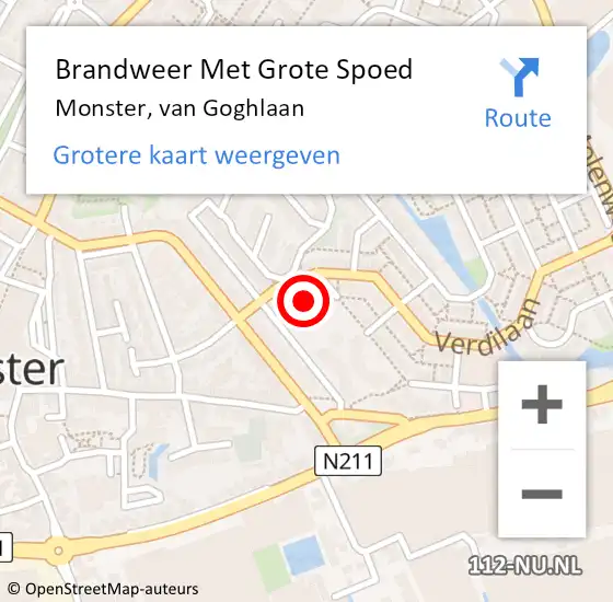 Locatie op kaart van de 112 melding: Brandweer Met Grote Spoed Naar Monster, van Goghlaan op 20 november 2023 15:34