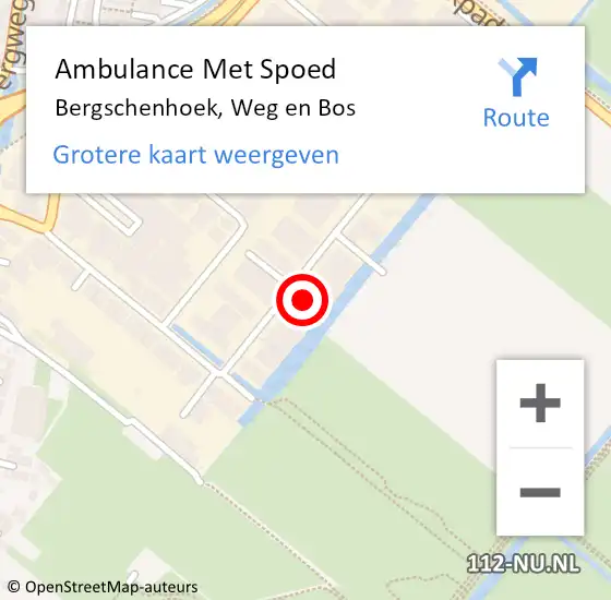 Locatie op kaart van de 112 melding: Ambulance Met Spoed Naar Bergschenhoek, Weg en Bos op 20 november 2023 15:52