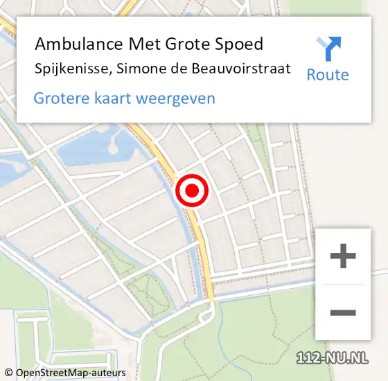 Locatie op kaart van de 112 melding: Ambulance Met Grote Spoed Naar Spijkenisse, Simone de Beauvoirstraat op 20 november 2023 16:01