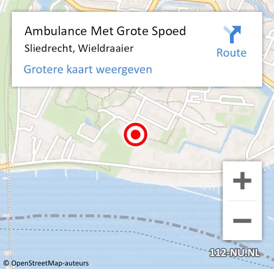 Locatie op kaart van de 112 melding: Ambulance Met Grote Spoed Naar Sliedrecht, Wieldraaier op 20 november 2023 16:31