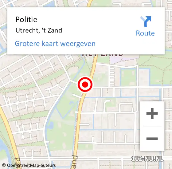 Locatie op kaart van de 112 melding: Politie Utrecht, 't Zand op 20 november 2023 16:37