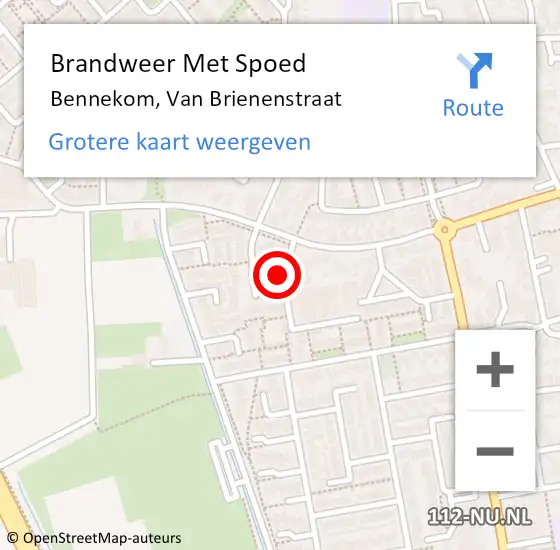 Locatie op kaart van de 112 melding: Brandweer Met Spoed Naar Bennekom, Van Brienenstraat op 20 november 2023 16:37