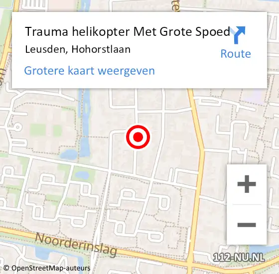 Locatie op kaart van de 112 melding: Trauma helikopter Met Grote Spoed Naar Leusden, Hohorstlaan op 20 november 2023 16:42