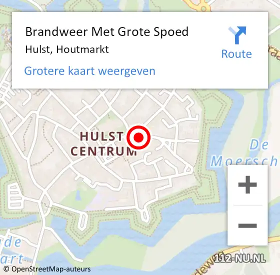 Locatie op kaart van de 112 melding: Brandweer Met Grote Spoed Naar Hulst, Houtmarkt op 20 november 2023 16:46