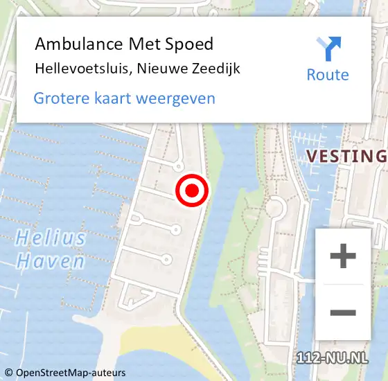 Locatie op kaart van de 112 melding: Ambulance Met Spoed Naar Hellevoetsluis, Nieuwe Zeedijk op 20 november 2023 16:56