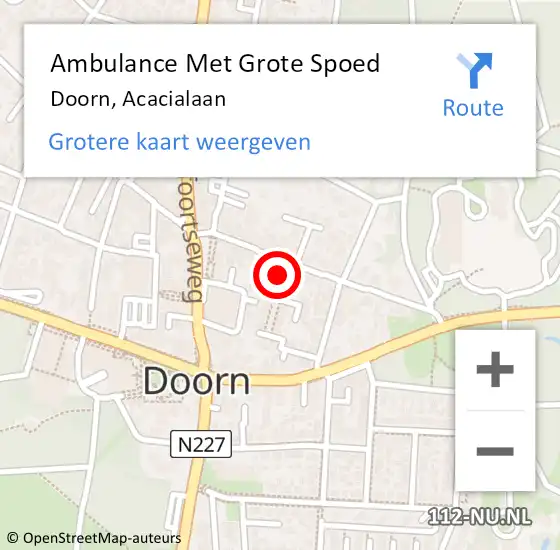 Locatie op kaart van de 112 melding: Ambulance Met Grote Spoed Naar Doorn, Acacialaan op 16 september 2014 01:04