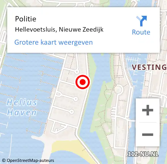 Locatie op kaart van de 112 melding: Politie Hellevoetsluis, Nieuwe Zeedijk op 20 november 2023 16:58