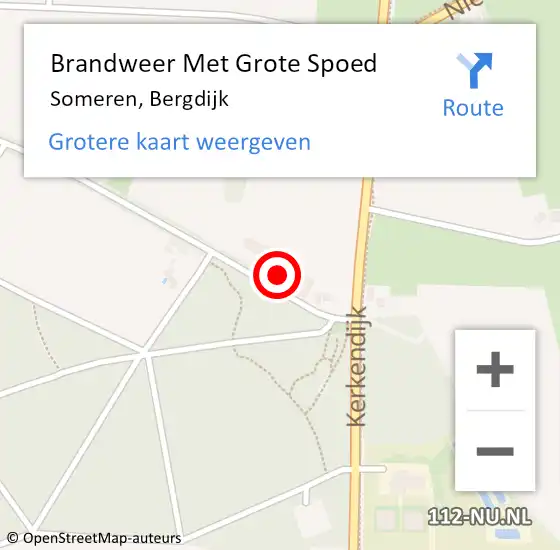 Locatie op kaart van de 112 melding: Brandweer Met Grote Spoed Naar Someren, Bergdijk op 20 november 2023 17:04