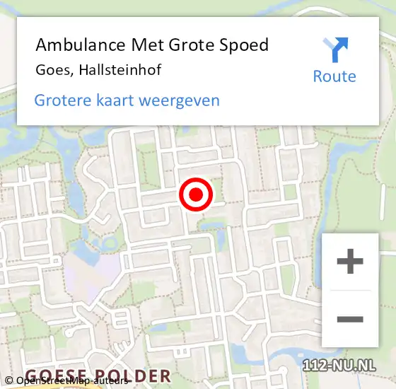 Locatie op kaart van de 112 melding: Ambulance Met Grote Spoed Naar Goes, Hallsteinhof op 16 september 2014 01:11