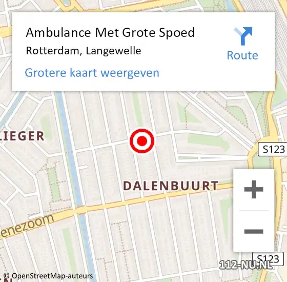 Locatie op kaart van de 112 melding: Ambulance Met Grote Spoed Naar Rotterdam, Langewelle op 20 november 2023 17:19