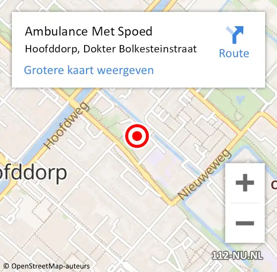Locatie op kaart van de 112 melding: Ambulance Met Spoed Naar Hoofddorp, Dokter Bolkesteinstraat op 20 november 2023 17:41