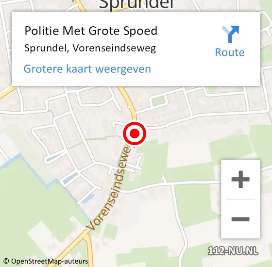 Locatie op kaart van de 112 melding: Politie Met Grote Spoed Naar Sprundel, Vorenseindseweg op 20 november 2023 18:13