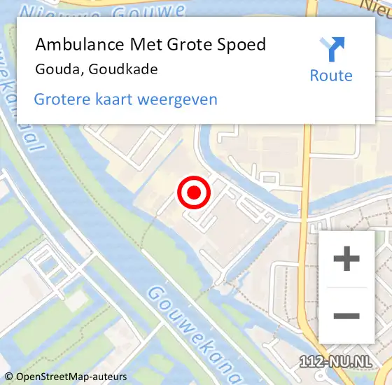 Locatie op kaart van de 112 melding: Ambulance Met Grote Spoed Naar Gouda, Goudkade op 20 november 2023 18:17