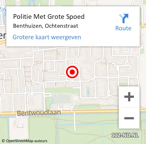 Locatie op kaart van de 112 melding: Politie Met Grote Spoed Naar Benthuizen, Ochtenstraat op 20 november 2023 18:25