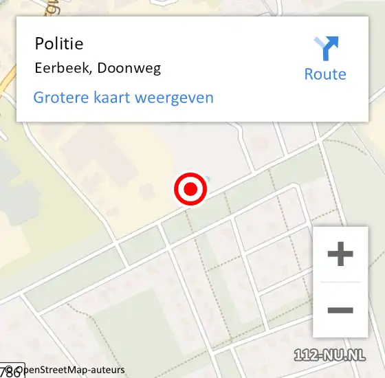 Locatie op kaart van de 112 melding: Politie Eerbeek, Doonweg op 20 november 2023 18:56