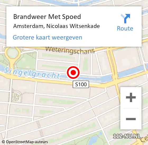 Locatie op kaart van de 112 melding: Brandweer Met Spoed Naar Amsterdam, Nicolaas Witsenkade op 20 november 2023 19:07